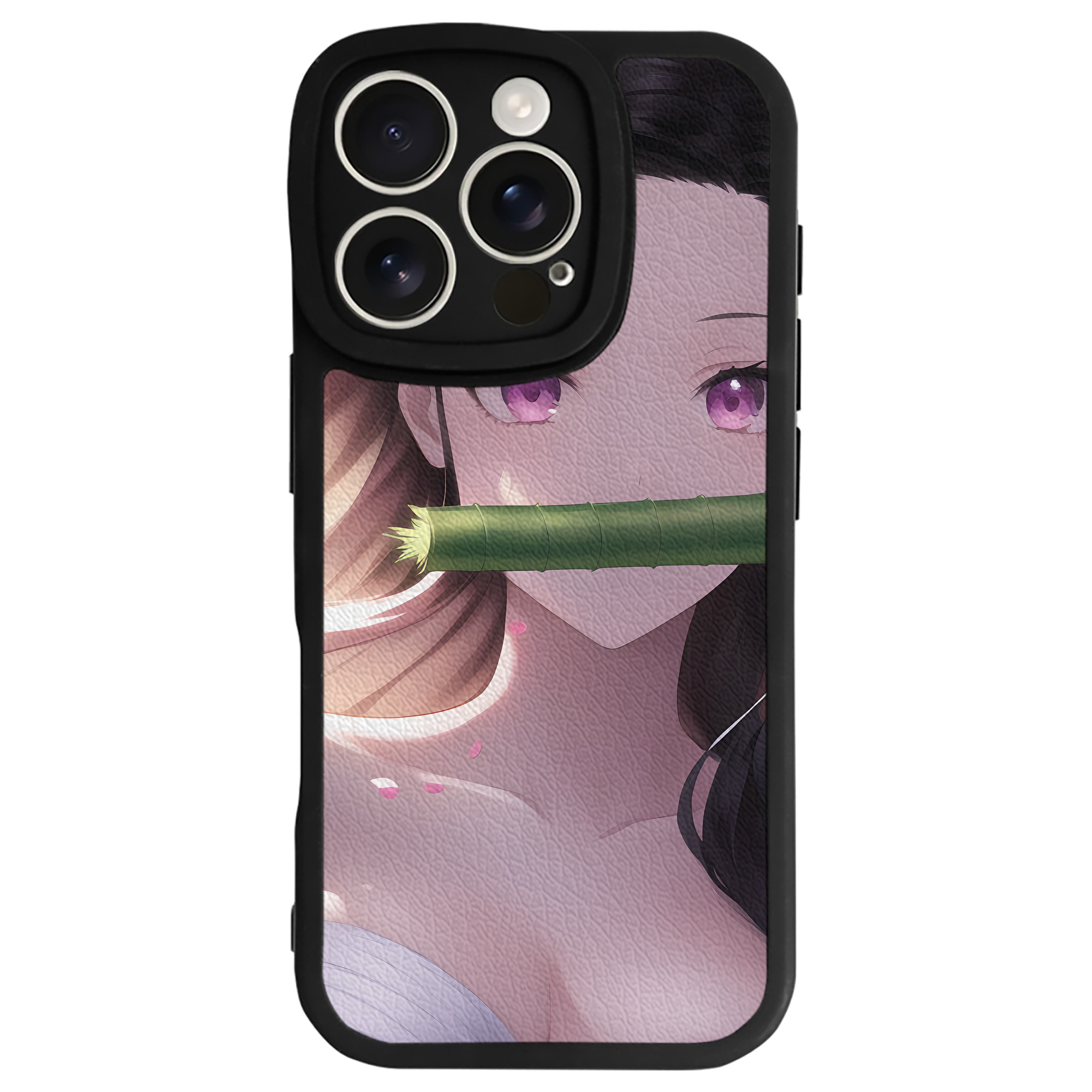（画像用） 鬼滅の刃（きめつのやいば）竈門 禰󠄀豆子／かまど ねずこ Kamado Nezuko 【iPhone 16シリーズ対応】シリコンスマホケース（レザー調） 材質：シリコン